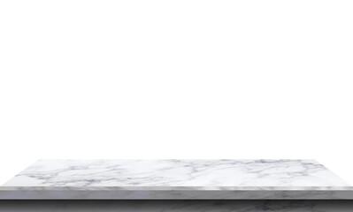 marble table, long white bookshelf isolated, 3d rendered mockup