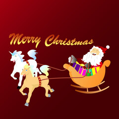 red collor, santa claus, santa's carriage brings gifts