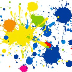 Abstract colourful paint splatters isolated on a white background