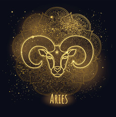 Colorful zodiac sign aries vector lineart. - 543696099