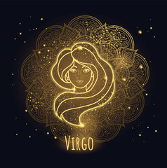 Colorful zodiac sign virgo vector lineart.