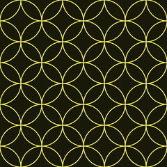 Fototapeta premium Vector seamless pattern of yellow line rings and stars for printing and wrapping. Geometrical background