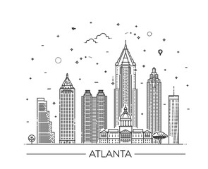 Cityscape Building Line art Vector Illustration design - Atlanta - Vector