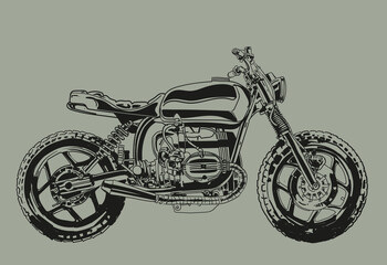 Naklejka premium hand draw custom motorcycle vector illustration