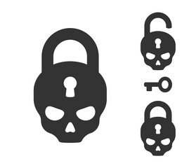 Skull lock icon set - security padlock concept