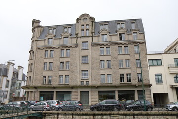 Bâtiment typique, vue de l'extérieur, ville de Quimper, département du Finistère, Bretagne,...