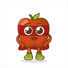 cartoon with superhero , character design, Apple Superhero Mascot, Cartoon character of funny superhero apple with cape and mask