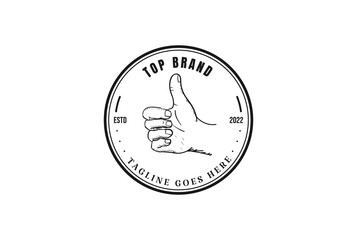 Circular Thumbs up Badge Emblem Stamp for Premium Top OK Best Quality Logo