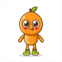 Cute cartoon orange character. Cute Orange Mascot Vector Illustration. With Simple, Fun, Happy. Recommended For Children Illustration