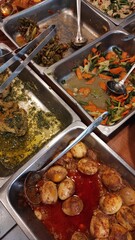 Buffet food, authentic and typical Sundanese cuisine, Cikancung - Indonesia