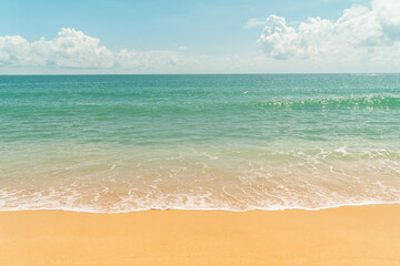 Background Naiyang beach, comfortable eyes, sunbathing, Phuket National Park, focus on Phuket, Thailand.