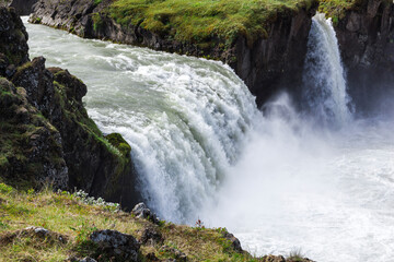 the famous godafoss waterfall in Iceland in summer