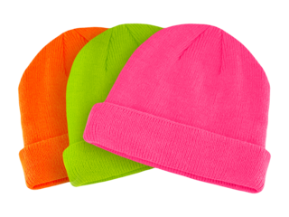 3 bunte Mützen und Hintergrund transparent