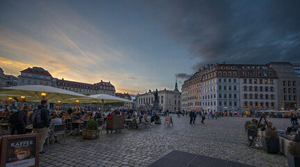 Germany, Dresden, square, dusk, evening, sunset, Cloud