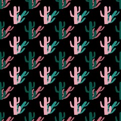 Summer floral seamless cartoon cactus pattern for wrapping paper and fabrics and linens and vacation accessories