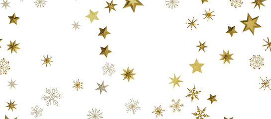 Fototapeta na wymiar A gray whirlwind of golden snowflakes and stars. New
