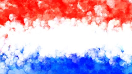 Colorful Netherlands Or Croatia flag theme with colorful red white blue watercolor art background. Celebration of world cup soccer competition.