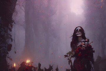 Obraz premium Dia De Los Muertos Gothic Scene