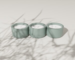 3d Mockup Candle with aesthetic background and clay pot for new brand and packaging