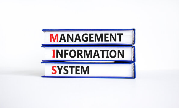 MIS management information system symbol. Concept words MIS management information system on books on beautiful white background. Business MIS management information system concept. Copy space