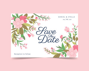 Golden frame wedding invitation, Lovely floral wedding invitation card