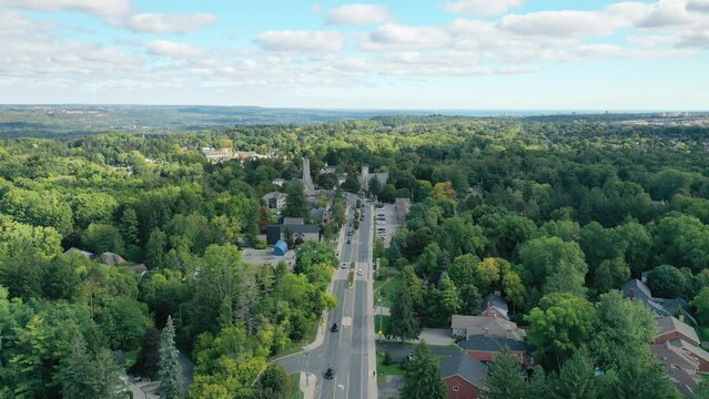 Aerial hyperlapse of Ancaster, Ontario, Canada in early fall 4K