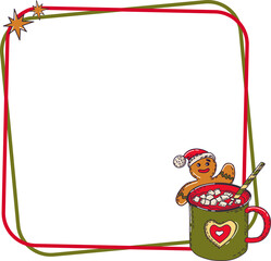  Frame with a winter drink and cookies on a transparent background. Png