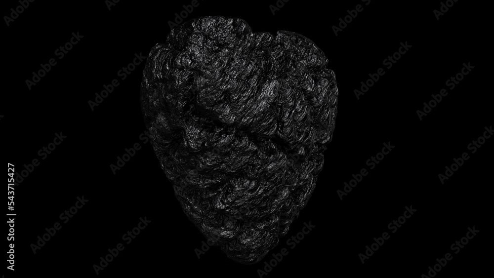 Aufkleber realistic looping 3d animation of the spinning anthracite coal heart-shaped nugget rendered in uhd w