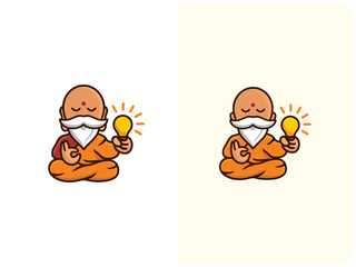 Mediation Monk with Bulb illustration design vector