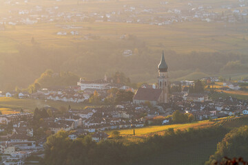 Autumn landscape of Eppan an der Weinstrasse in South Tyrol.