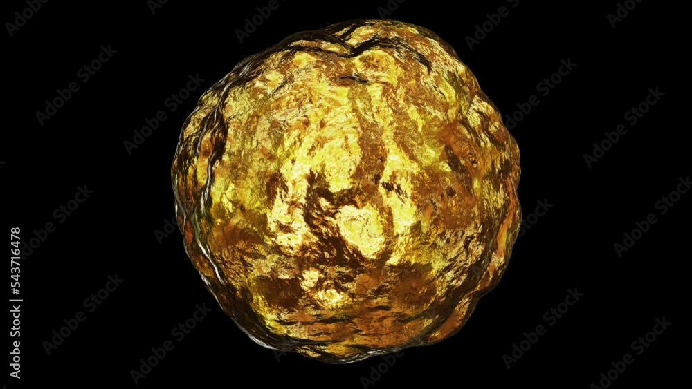Aufkleber realistic looping 3d animation of the spinning sphere-shaped pure gold nugget rendered in uhd with a