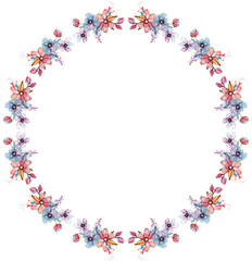 Pink and Blue Floral Watercolor Frame

