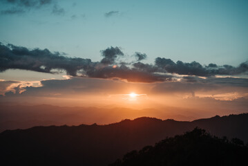 The sunset on the mountain is a beautiful light
