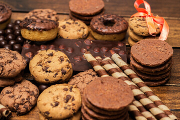 Variation of chocolate and biscuits for Holiday