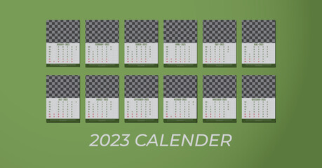
Wall Calendar 2023, Wall calendar design template for 2023, minimalist, clean, and elegant design Calendar for 2023.