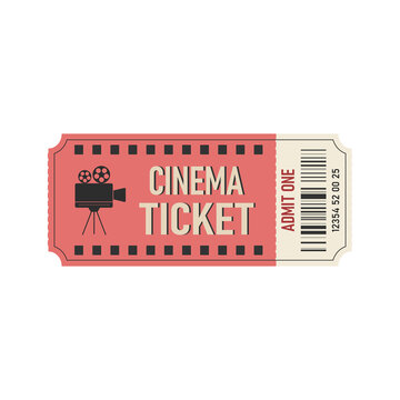 Cinema ticket template. Horizontal cinema ticket with barcode.Vector design element