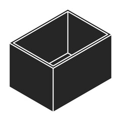 Wooden box vector icon. Isometric black vector icon isolated on white background wooden box .