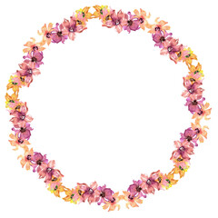 Pink and Yellow Watercolor Floral Circle Frame