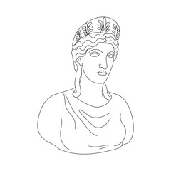 Line Art Greek Sculpture of Beautiful Woman. Aesthetic statues