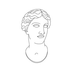 Line Art Greek Sculpture of Beautiful Woman. Aesthetic statues