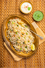 Sabudana Khichadi - An authentic dish from Maharashtra made with sago seeds, served with curd