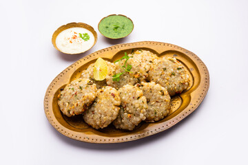 sabudana wada or shabudana vada called in india made from sago and served with chutney