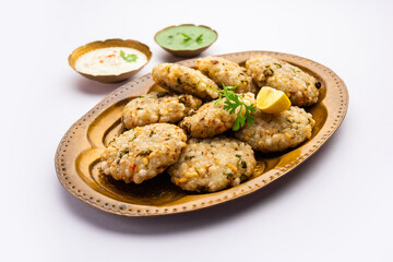 sabudana wada or shabudana vada called in india made from sago and served with chutney