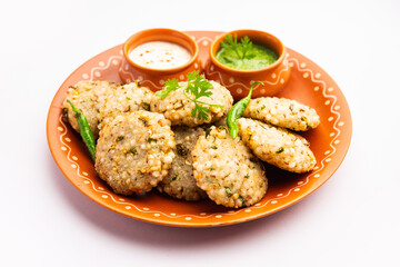 sabudana wada or shabudana vada called in india made from sago and served with chutney