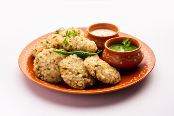 sabudana wada or shabudana vada called in india made from sago and served with chutney