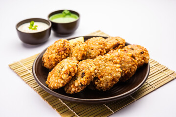 sabudana wada or shabudana vada called in india made from sago and served with chutney