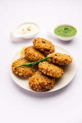 sabudana wada or shabudana vada called in india made from sago and served with chutney