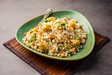 Sabudana Khichadi - An authentic dish from Maharashtra made with sago seeds, served with curd