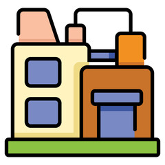 Filled colored outline icon related to industry , factory , product unit.