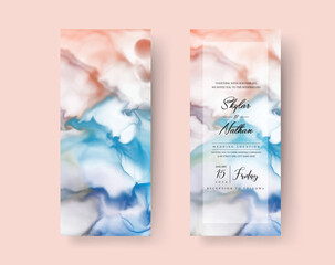 Alcohol Ink Marbled Texture Wedding Menu Card Template